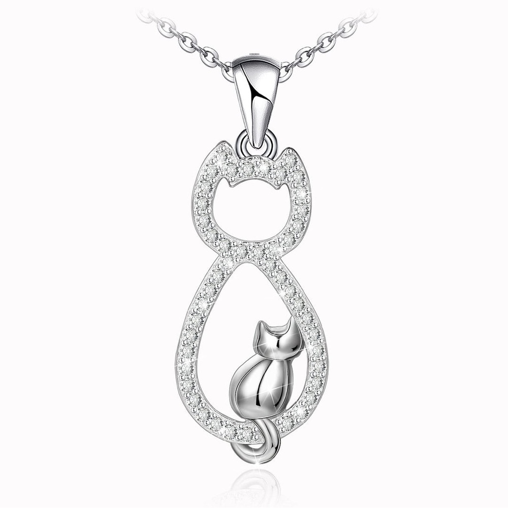 #83 | New in Box Double Cat 925 Sterling Silver Necklace 🐈